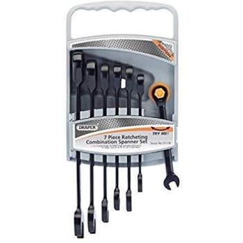 Draper Tools Juego llaves de combinaci&oacute;n de trinquete 7 piezas 51178