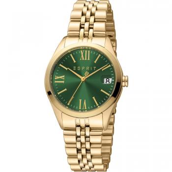 Esprit Gina Women's Analog Watch - Yellow Gold Stainless Steel with Bottle Green Dial