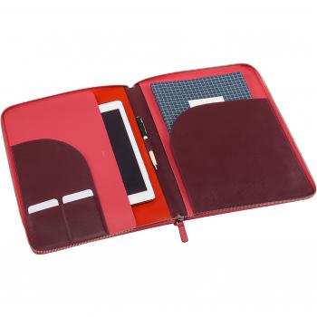 Dudu - Portadocumentos grande de piel para A4 porta iPad con cremallera, carpeta de archivos de cuero, titular de la oficina, titular de la tableta iPad, multi-color, con cremallera