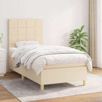 Cama Box Spring con Colchón de Tela Color Crema 80x200 cm
