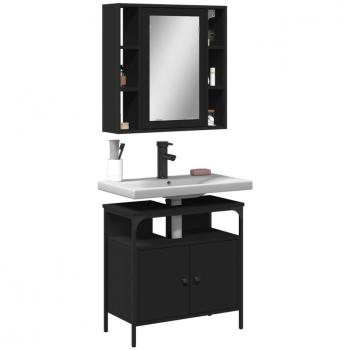 Conjunto de muebles de baño 2 piezas de madera contrachapada negra multicapa