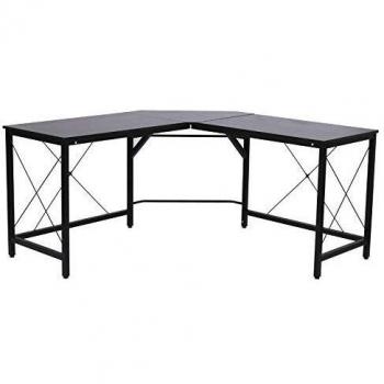 HOMCOM Mesa de Ordenador PC Escritorio para Oficina Hogar Tipo Mesa Esquinera Forma L Marco Metal 150x150x76cm