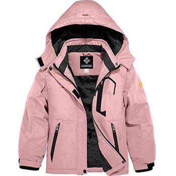 GEMYSE Chaqueta de Esquí Impermeable de Montaña para Niñas Abrigo de Invierno de Lana Antiviento con Capucha