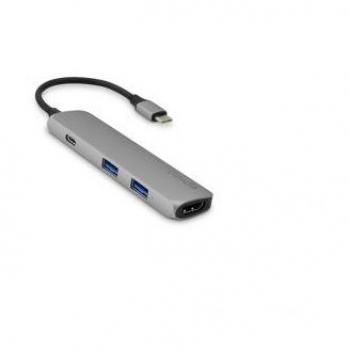 Base de Portátil Epico USB 3.2 Gen 1 Type-C con Hub HDMI 4K y 6 Puertos, Negro y Gris