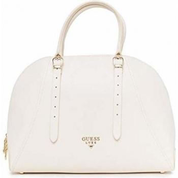 Guess - Bolso de mano para mujer, doble mango, color liso, cierre de cremallera, con logotipo, tamaño: 34 x 25 x 14 cm Marfil Size: 34 x 25 x 14