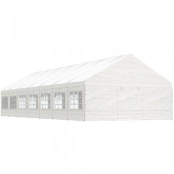 Gazebo con Techo Blanco 15,61x5,88x3,75 m en Polietileno