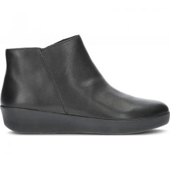 Botines FitFlop Sumi DX7 de mujer en cuero auténtico color negro, cómodos y ligeros