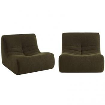 Sillón Borreguito Regulable de 1 Plaza, Set de 2, Sokol, Kaki, 91x105x72 cm