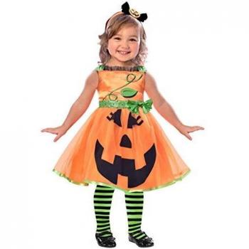 amscan 9903393 - Bonito vestido de calabaza de Halloween, 3-4 años, 1 unidad
