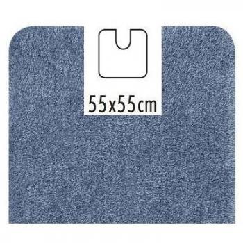Alfombra de baño acrílica Brizzolo 55x55cm azul, antideslizante, con corte para inodoro, lavable a 40°, secado rápido