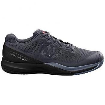 Wilson Rush Pro 3.0, Zapatilla de Tenis para Todo Tipo de Terreno, tenistas de Cualquier Nivel para Hombre, Negro/Gris, 41 1/3 EU