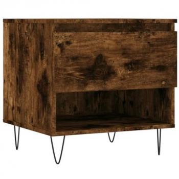 Mesa de centro de madera de ingeniería 50x46x50 cm en color blanco y negro brillante, apta para salón o comedor, diseño auxiliar