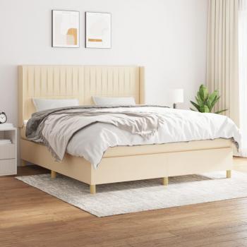 Cama box spring suave con colchón de tela color crema 180x200 cm