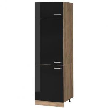 Armario frigorífico empotrado R-Line, Negro brillo intenso, 60 cm