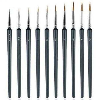 Pinceles para Pintura, 10 Piezas Pinceles Acrilico, Miniatura Cepillos para Pintura de Arte Brochas Redondas de Arte Profesionales, Juego de Pinceles para Pintar al Óleo/Acrílica/Acuarela