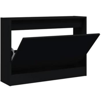 Zapatero de madera de ingeniería vidaXL, dimensiones 80x21x57 cm, color negro