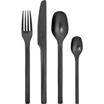 Villeroy & Boch Set de Cubiertos Manufacture Rock 16 Piezas para 4 Personas, Acero Inoxidable, Negro