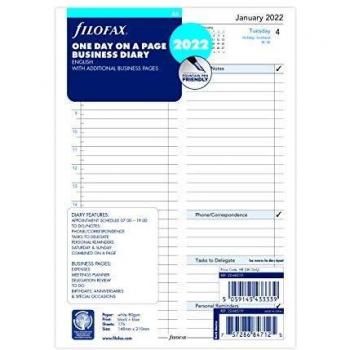Filofax Agenda de citas en inglés A5, día hábil por página, 2022, 2268519