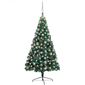 vidaXL Artificial Half Pre-lit Christmas Tree with Ball Set Green 150 cm