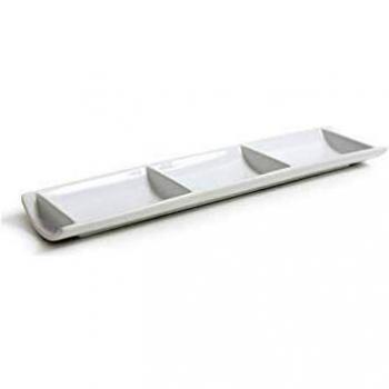 De bambú tazón de porcelana merienda dulce tuercas bandeja plato 3 x compartimentos 43,18 cm/41 x 9,5 x 3 cm Único