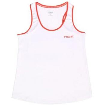 Camiseta Tirantes Nox Team Blanca Logo Rojo Mujer