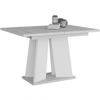 Mesa de comedor extensible Goodyear 107, color gris y blanco, dimensiones 120 x 90 x 75 cm, fabricada en aglomerado laminado