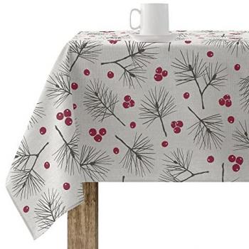 Mantel resinado antimanchas Merry Christmas 250 x 140 cm, 100% algodón, tacto no plastificado