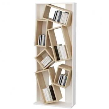 Estantería 6 Estantes Blanco y Decoración Roble L63 cm - Carmen