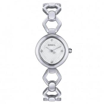BREIL Reloj Blanco Solo-Time - 2 Cuarzos Lancette con Pulsera de Acero Plateado Mod. TW2027