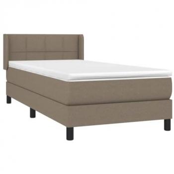 Cama Box Spring con Colchón de Tela Gris Taupe 90x190 cm