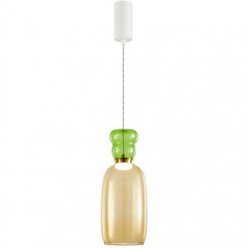 Lámpara Colgante LED Fay de Vidrio Amarillo/Verde Claro, Ø 15 cm