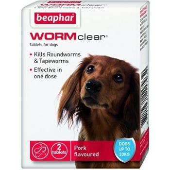 Tabletas Beaphar WORMclear para Perros hasta 20kg, Tratamiento Veterinario, Sabor a Cerdo, Pack de 2