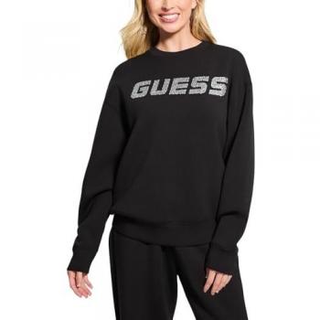 Guess Women's Black Scuba Activewear Sweatshirt with Rhinestone Detail - Size XS