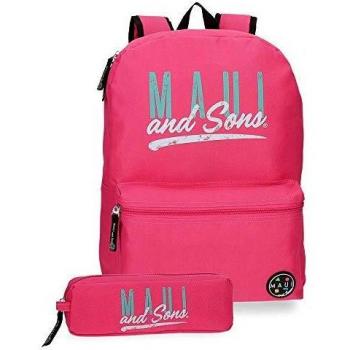 Maui & Sons Hawai Mochila 40 cm + estuche escolar, color Fucsia