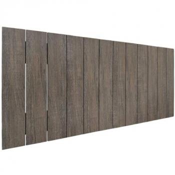 Cabecero Tapizado de Polipiel Premium Intercambiable Acolchado Blanco 110cm y Cabecero de Madera Reciclada DM Estilo Palet Vertical 110cm Roble Amazonas
