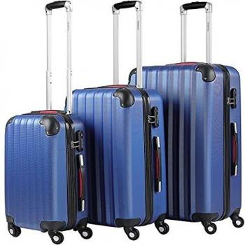 Juego 3 maletas rigidas color plateado Trolleys Set equipaje 3 piezas mango telescópico de aluminio