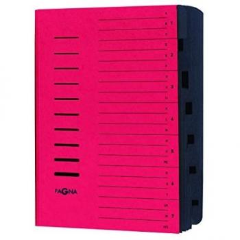 Carpeta archivadora PAGNA, DIN A4, de cartón prensado, 7 compartimentos, roja