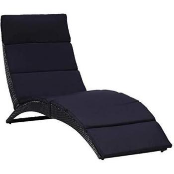 Black Poly Rattan Sunbed with Cushion