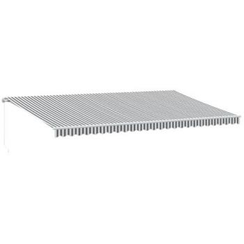 Toldo retráctil manual con luces LED antracita blanco 600x300cm