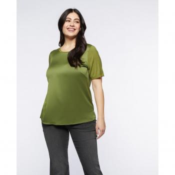 Camiseta de mujer bimaterial de manga corta