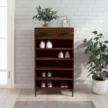 Zapatero de madera multicapa marrón roble 60x35x105 cm