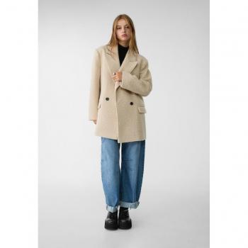 Ecru Oversized Faux Shearling Short Coat for Women