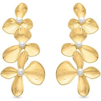 Pendientes Flores Callam con perla blanca