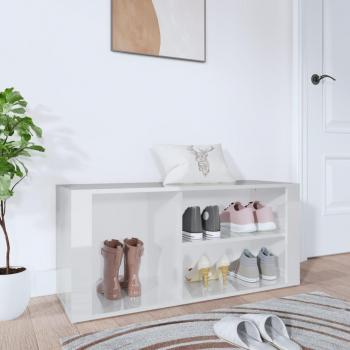 Zapatero blanco pulido 100x35x45 cm madera multicapa con acabado brillante