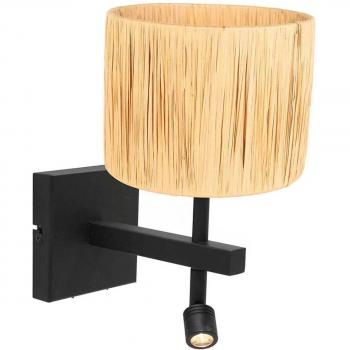 Aplique de pared Steinhauer Stang, luz LED de lectura, mimbre natural