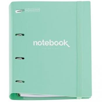 Carpeta A4 4 Anillas Polyfoam Color Menta Emociones + Recambio 100 Hojas Cuadriculadas y Separadores