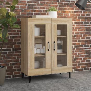Aparador de madera de ingeniería 69,5x34x90 cm con mueble de almacenaje para salón, armarios con puertas, cajón de madera, buffet moderno, armario auxiliar y armario de almacenamiento en acabado roble