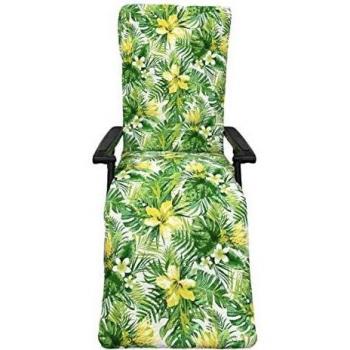 TIENDA EURASIA® Cojín para Tumbona de Jardín - Estampados Tropicales - Cojín Acolchado Relleno de Fibra - Medidas 120-180 x 50 x 10 cm - Ideal para tumbonas, sillas y hamacas.