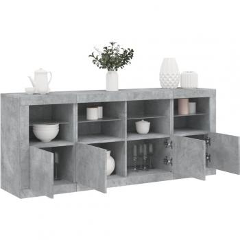 Aparador con luces LED 163x37x67 cm Mueble de Almacenaje de Salón Buffet Armario Auxiliar Armario de Almacenamiento Gris Hormigón VidaXL