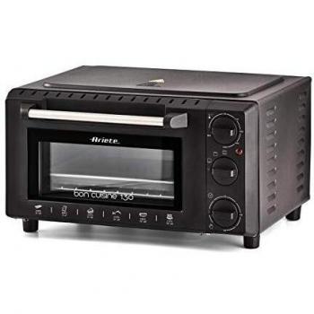 Horno Eléctrico Compacto Ariete Bon Cuisine 130 - 13L, 1000W, Doble Cristal, Negro